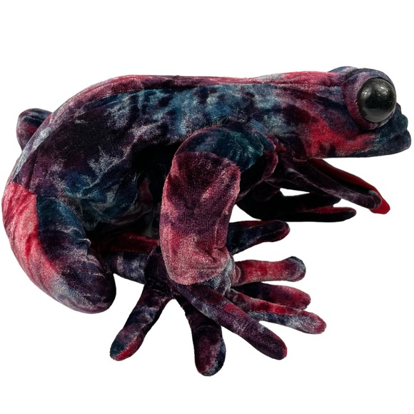 Vintage Y2K TyeDye Tree Frog Purple Blue Funky Hand Puppet Sunny Puppets 2003 Lg - Picture 7 of 11